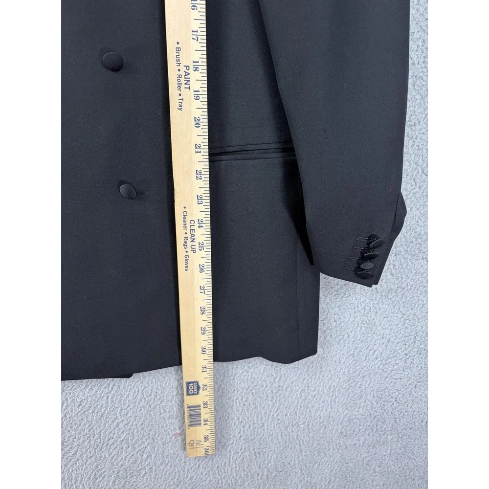 Ermenegildo Zegna Suit Jacket Mens 54 Black Wool Double Breasted Peak Lapel Men